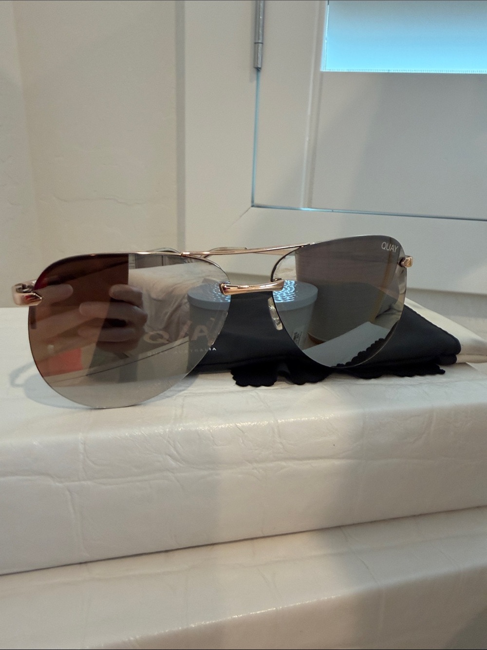 QUAY Australia The Playa Gold Aviator Sunglasses Brown Mirror